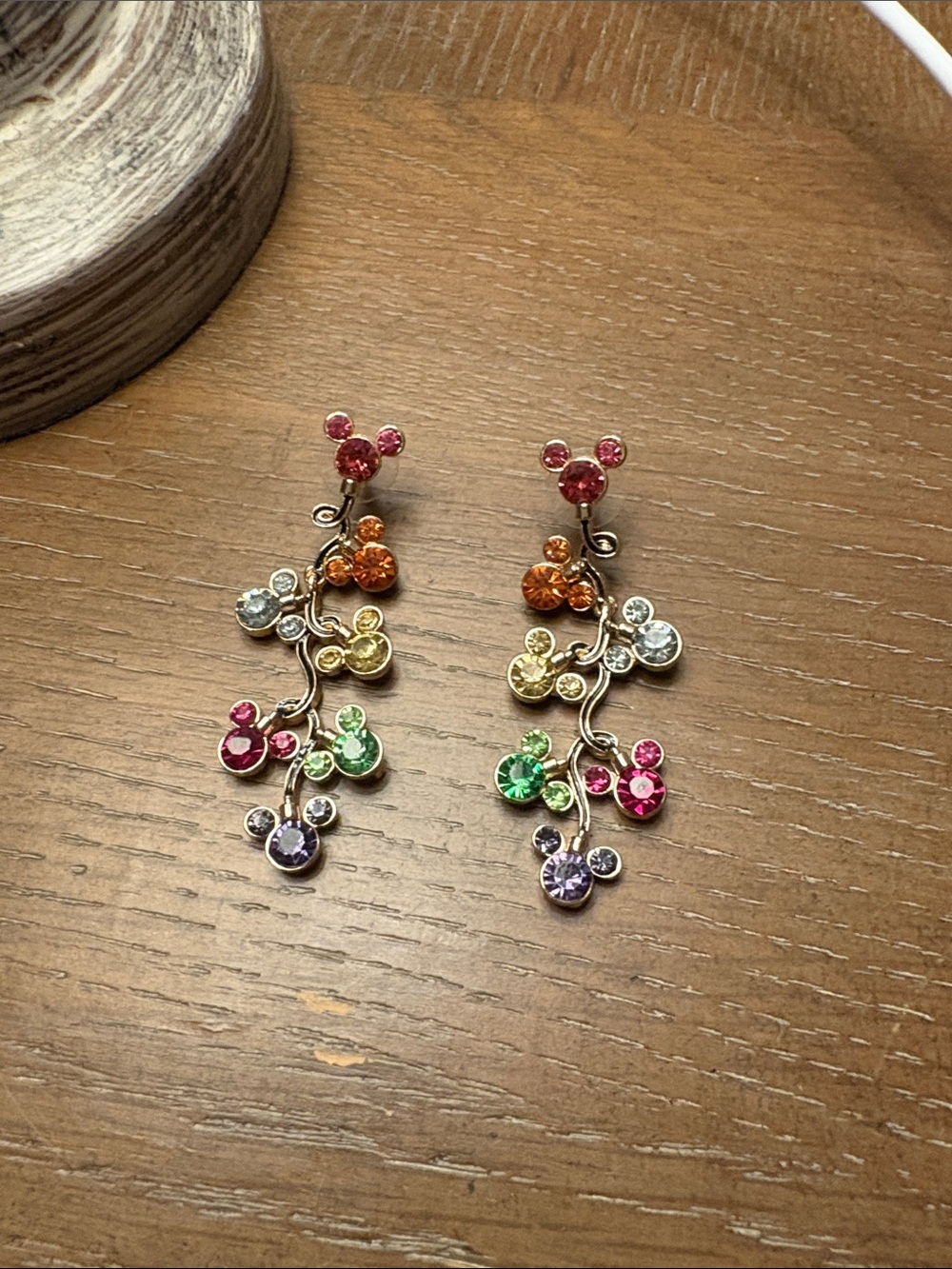 BaubleBar Disney Multicolor Crystal Drop Earrings - Mickey ears - worn once